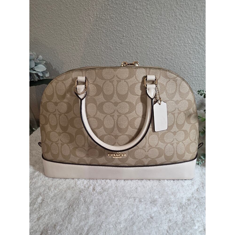 Coach Sierra Satchel in Signature Canvas with leather trim